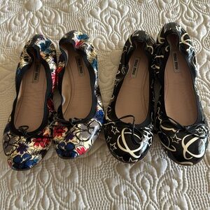 2 pairs of Size 38.5 designer MIU MIU flat ballet travel shoes